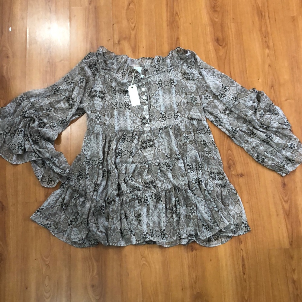 By Together Snake Print Chiffon Mini Dress Large